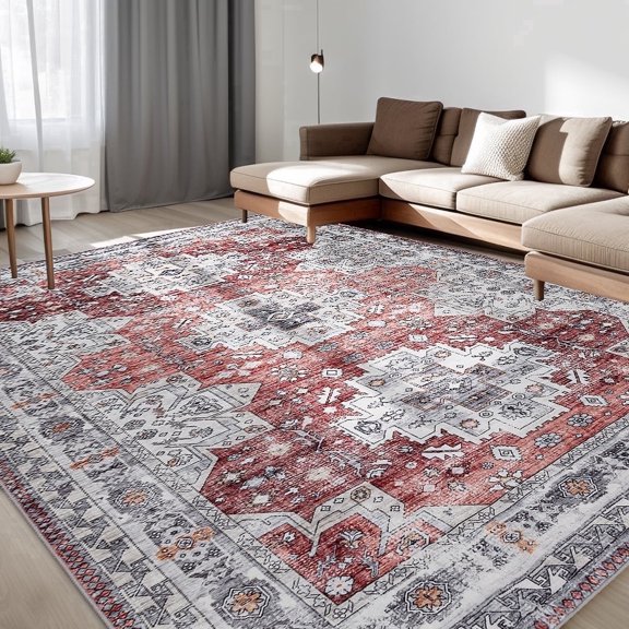 ChakmeOne 5x7 Area Rugs for Living Room Vintage Distressed Boho Rugs Non Slip Low Pile Soft Lightweight Rug for Bedroom Kitchen Dining Room