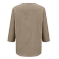 thumbnail image 5 of Cotton Linen Shirts for Women 2026 Summer Short Sleeve Button V Neck Tops Dressy Casual Oversized Tshirts by Yigetop Khaki M, 5 of 8