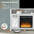 thumbnail image 2 of VINGLI Fireplace TV Stand for 55 inch TV, White Entertainment Center Media Console with Mirror Doors, 2 of 9