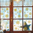 thumbnail image 1 of Adhesivos para ventanas: 3 magníficos adhesivos electrostáticos decorativos con diseño de copos de nieve dorados para evitar que los pájaros golpeen sus ventanas, 1 of 5