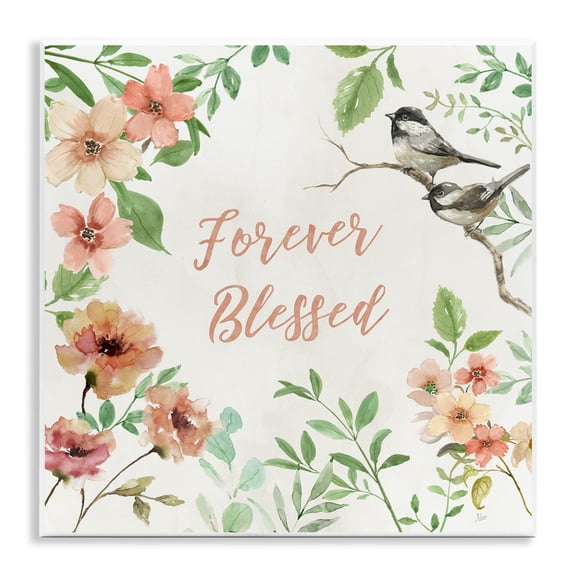 Stupell Industries Forever Blessed Floral Botanical & Floral Painting Unframed Art Print Wall Art, 12 x 12
