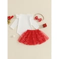 thumbnail image 6 of Baby Toddler Girls Christmas Outfits with Bow Headband 3 6 9 12 18 24 Months Bear Pattern Crew Neck Long Sleeve Fall Infant Romper and Skirt Clothing Sets, 6 of 9