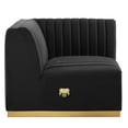 thumbnail image 3 of Modular Sofa Corner Chair, Gold Black, Velvet, French Living Lounge Cafe Lobby Hospitality Restaurant, Modern Contemporary Boutique HB33787, 3 of 6