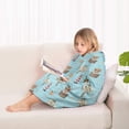 thumbnail image 4 of Blue Highland Cow Bathtub Starfish Pattern Blanket Hoodies for Kids 6-13YR Oversize Wearable Blanket Hoodies for Boys Girls Teens, 4 of 7