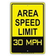 thumbnail image 1 of Area Speed Limit 30 MPH Miles Per Hour Zone Slow Down Warning Caution Notice Aluminum Metal Sign Plate, 1 of 1
