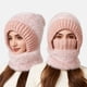 thumbnail image 1 of Pasamontañas de invierno 3 en 1 con forro polar, bufanda y mascarilla | Tejido resistente al viento y cálido para mujer, 1 of 6