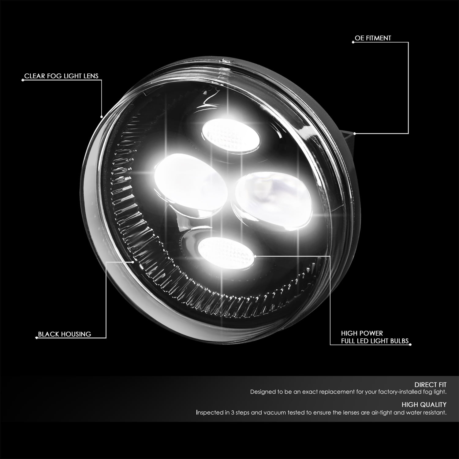 For 2007 to 2014 Sierra 1500 2500HD 3500HD Pair of Clear Lens Full LED Lighting Driving Fog Lights Lamps with Switch 11 12 13