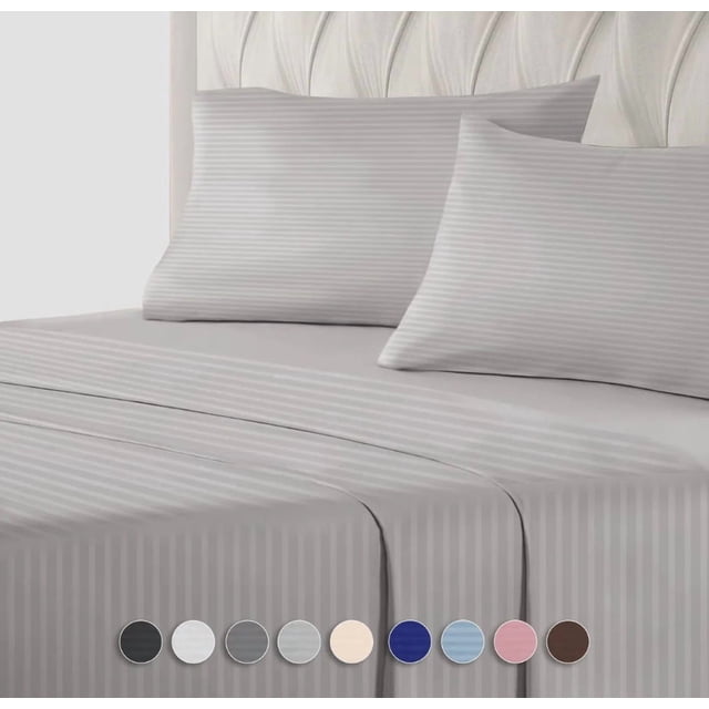 Juego De Sabanas Matrimonial Egipcian Premium 2,800 Hilos Modelo Gris Claro