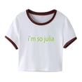 thumbnail image 2 of Jienlioq Crop tops d'Été pour Femmes Imprimé Anglais Col Rond Court Crop top Manches Courtes, 2 of 5