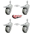 thumbnail image 2 of 4 Inch Gray Polyurethane Swivel 3/8 Inch Stem Caster Set with Total Lock Brake, 2 of 2