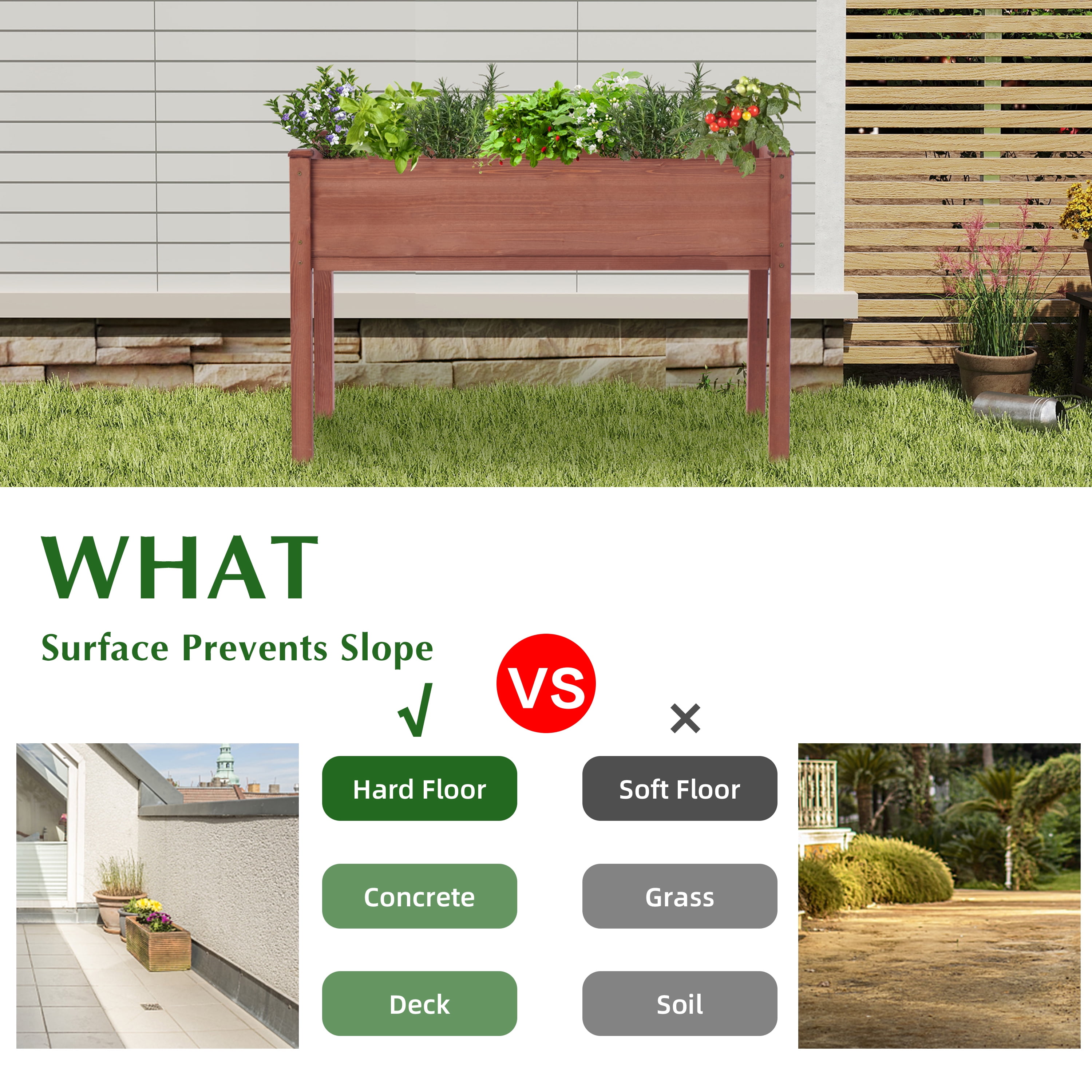 Raised Garden Bed with Legs, 48x24x30'', Outdoor Wood Elevated Planter Box, Thick Legs, w/Liner