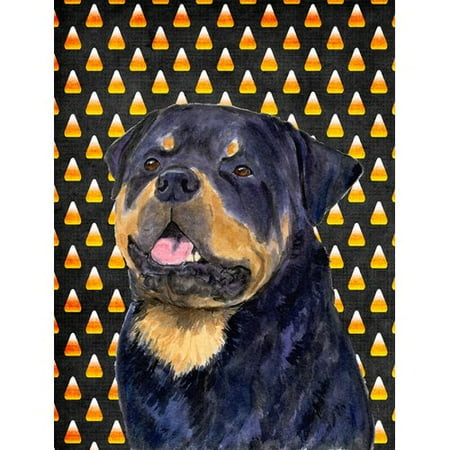 Rottweiler Candy Corn Halloween Portrait Flag