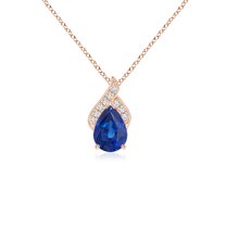 ANGARA Natural Solitaire Pear-Shaped Blue Sapphire Flame Pendant in 14K Rose Gold for Women (Size-7x5mm) | September Birthstone, Anniversary, Jewelry Gift for Women | Natural Blue Sapphire Necklace