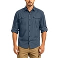 thumbnail image 6 of Men's Quick Dry Long Sleeve Shirt UPF 50+ Sun Protection Lightweight Breathable Fishing Hiking Casual Daily Camping Outdoor Travel Athletic Top with Pockets | TOPLIU,Blue XL, 6 of 9