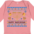 thumbnail image 4 of Inktastic Happy Hanukkah Sweater Style Design with Menorah and Dreidel Boys or Girls Long Sleeve Baby Bodysuit, 4 of 5