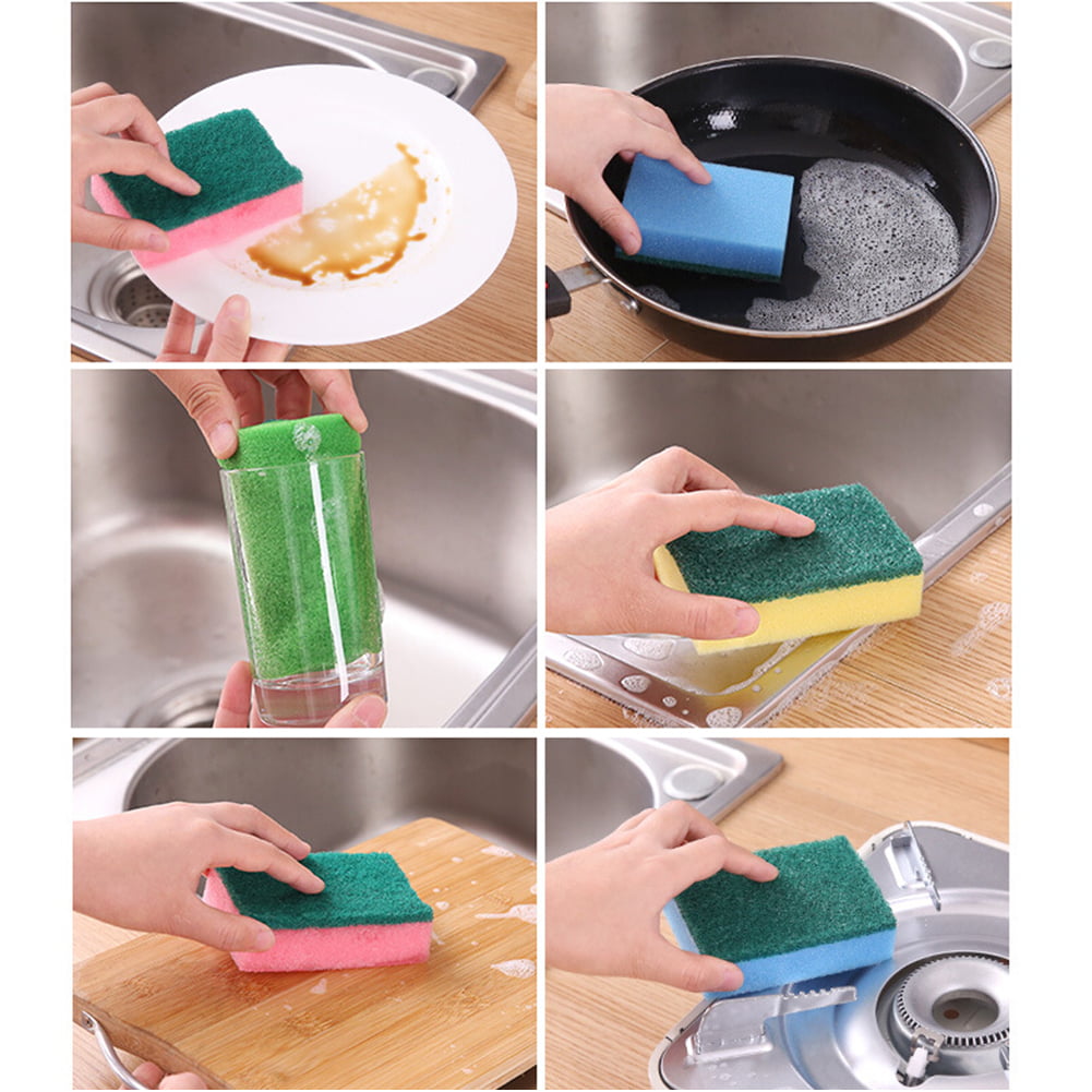 Dish Plate Washing Sponge Brush Scrubber Oil Dirt Remover Kitchen Cleaning HEA 