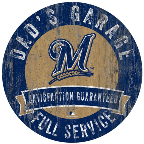 Milwaukee Brewers 12" x 12" Dad's Garage Sign