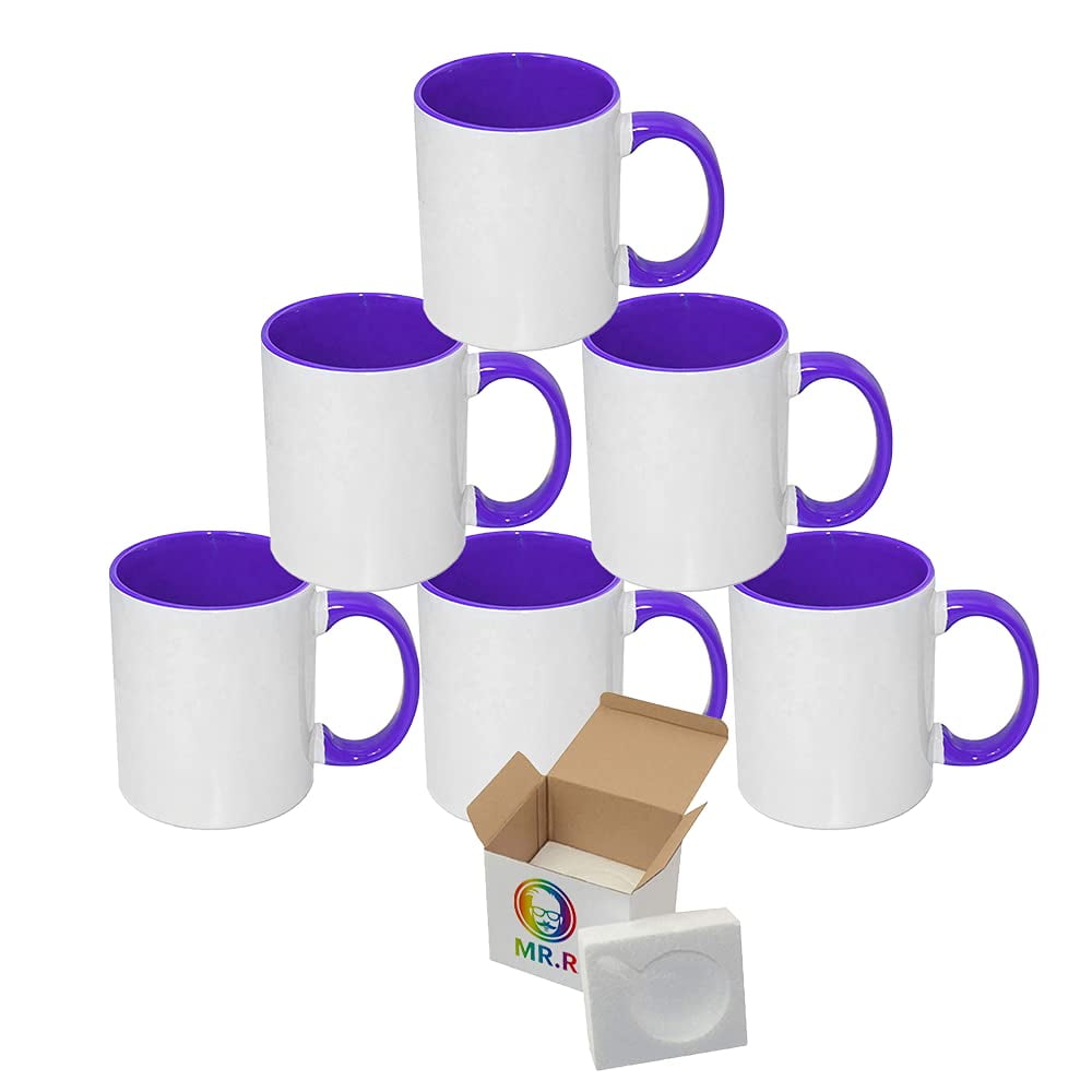 MR.R 11oz Set of 6 Sublimation Blank Coffee Mugs,Cup Blank White Mug
