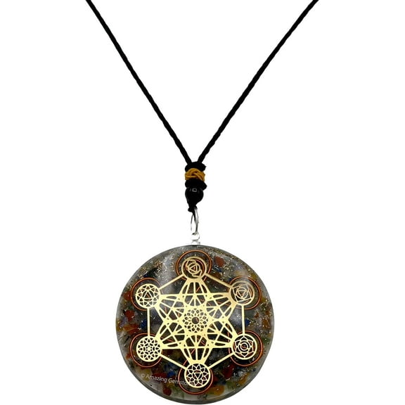 Mix Chakra Orgonite Chakra Metatron Cube Pendant Necklace for Men Women