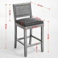 thumbnail image 4 of 26" Rattan Bar Stools Set of 2, Farmhouse Counter Height Barstools with Rattan Back, Upholstered Kitchen Island Barstools with Footrest for Living Room, Gray, 4 of 8