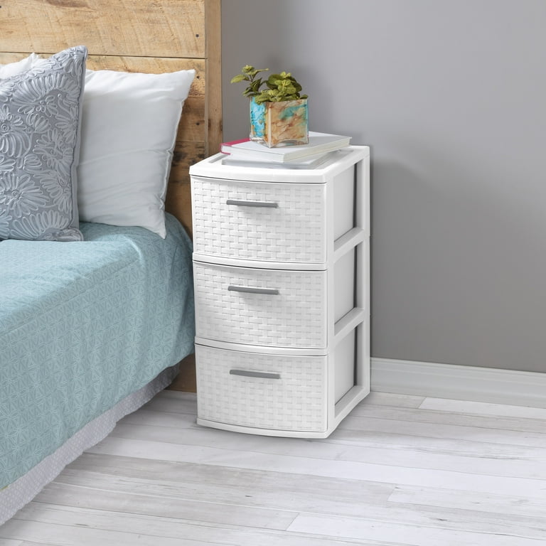 Sterilite 3 Drawer Weave Tower, White
