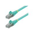 thumbnail image 1 of StarTech.com 10ft CAT6a Ethernet Cable - Aqua - Low Smoke Zero Halogen (LSZH) - 10GbE 500MHz 100W PoE++ Snagless RJ-45 w/Strain Reliefs S/FTP Network Patch Cord - Patch cable - RJ-45 (M) to RJ-45 (M) - 10 ft - S/FTP - CAT 6a - IEEE 802.3bt - halogen-free, molded, snagless, stranded - aqua, 1 of 4