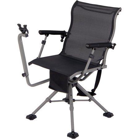 Hunting Chair with Shooting Rest 360° Swivel Hunting Seat with 4 Extendable Aluminum Legs Adjustable Gun Rest Portable Hunting Blind Chairs with Carrying Strap for Outdoor Activities