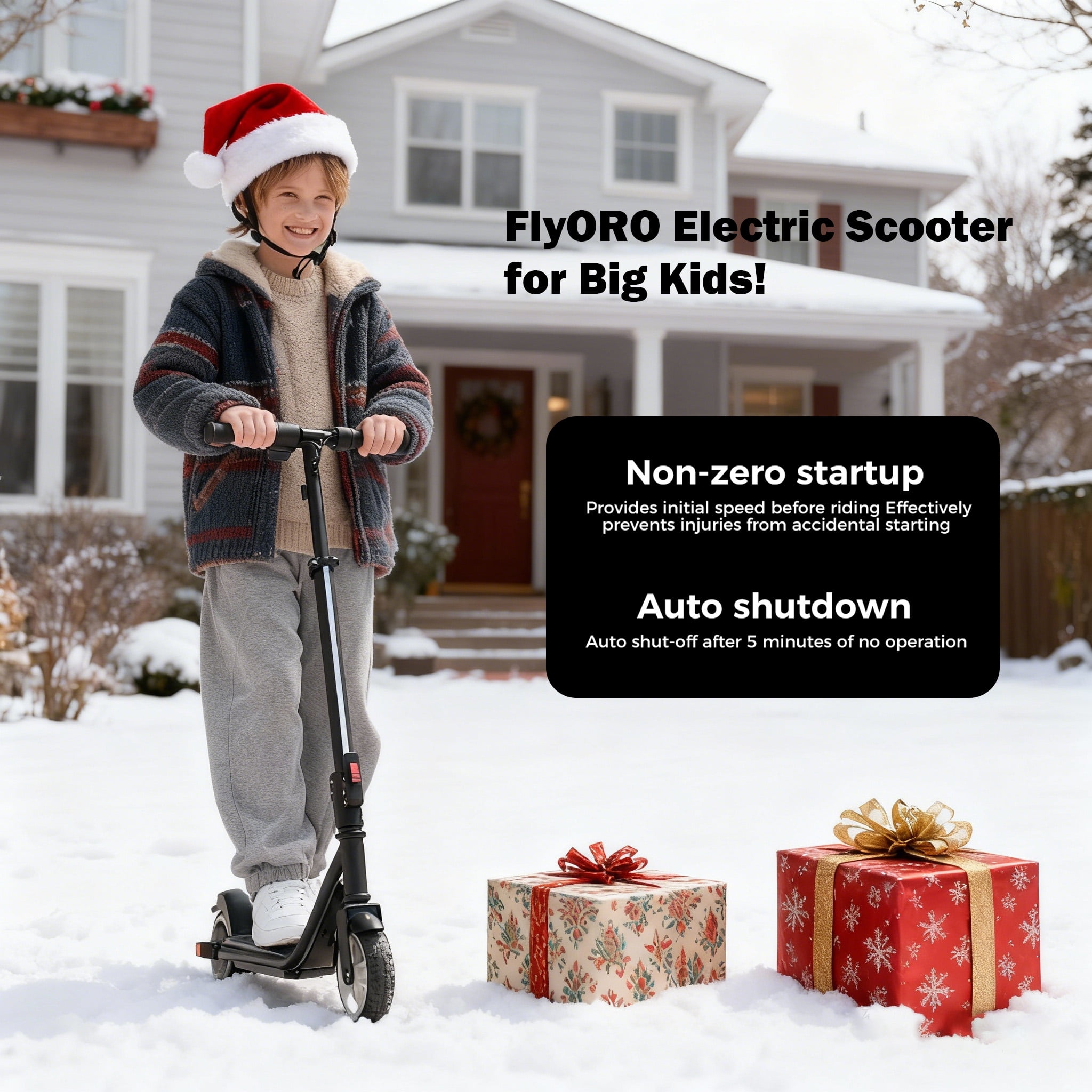 Electric Scooter for Kids 8+, 200W Escooter & Bluetooth, Horn, LED Display, 3-Speeds & Heights for Teens, Dual Brake, 3-Light Modes - Foldable 6.5'' Tires Kids Scooter Gift for Boys Girls