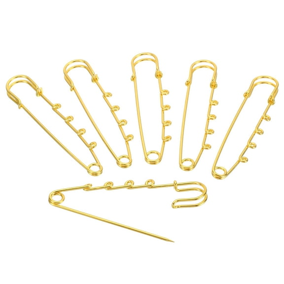Uxcell 4 Holes Brooch Pins 3 Inch Metal Decorative Collar Safety Pins Clips, Gold Tone, 20pcs