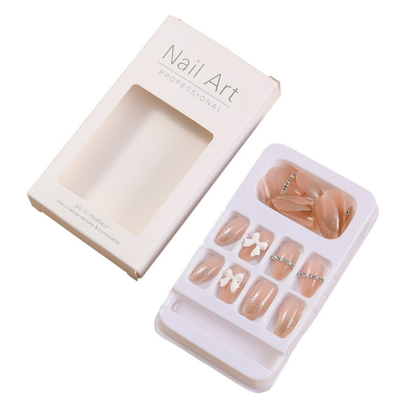 Dengmore Wearing Nail Wholesale Long Trapezoid Blush Chain Checkerboard Camellia Wearable Nail Art