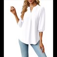 thumbnail image 1 of Blusas Informales de Verano para Mujer, con Cuello en V, Corta, Encaje Calado y Bonitas Blusas de Negocios S, 1 of 7
