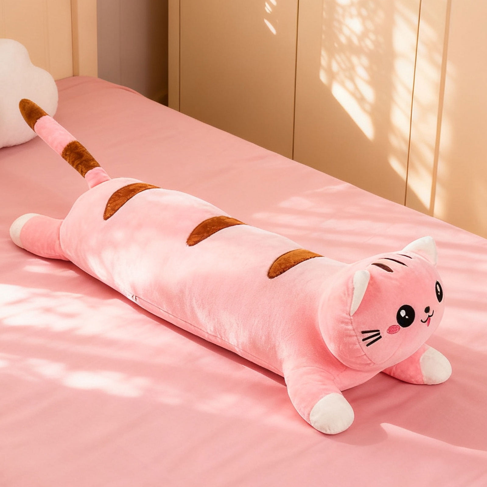 Gytml Pink Cat Heating Hugging Pillow, Portable Electric Heat Pads Usb Powered, Funny Gifts For Women Teen Girls Cat Lovers Birthday Christmas Pink 50x14x9cm