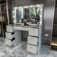 thumbnail image 3 of Ember Interiors Elegant Large Greige Makeup Makeup Vanity Desk with Built-in Lights, Power Outlet with USB Type-C, 7 Drawers and Crystal Knobs, 3 of 8