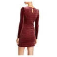 thumbnail image 2 of AQUA Womens Burgundy Long Sleeve Crew Neck Mini Body Con Dress Size: L, 2 of 3