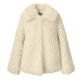 thumbnail image 4 of Women's Faux Fur Double Faced Plush Coat, Thickened Long Sleeve Cardigan, Warm Winter Open Front Jacket, Soft Lined Outerwear, Cozy Oversized Lapel Coat White XL, 4 of 4