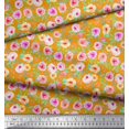 thumbnail image 2 of Soimoi Orange Rayon Fabric Leaves & Floral Watercolor Print Fabric by The Yard 56 Inch Wide, 2 of 3