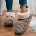 thumbnail image 2 of Slippers for Women Thick Warm Fleece Indoor And Outdoor Shoes Fuzzy Memory Foam Slip On Home Slippers, 2 of 6