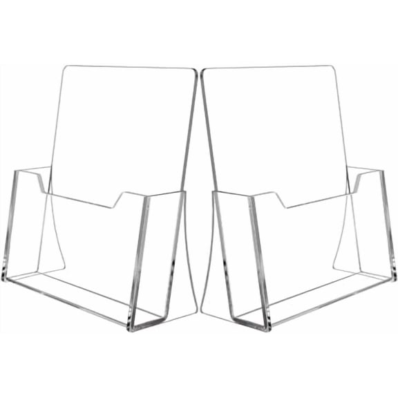 Acrylic Brochure Holder 8.5 x 11 inch 2 Pack, Clear Flyer Holder Plastic Stands for Displaying Pamphlets, Magazines, Literature, Brochures, Booklets, Menu, Desk Holder, Countertop Organizer