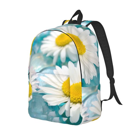 Disketp Daisy Flowers Mochila de Lona Estampada, Mochila Escolar de Viaje Ligera para Estudiantes y Portátil-Medium