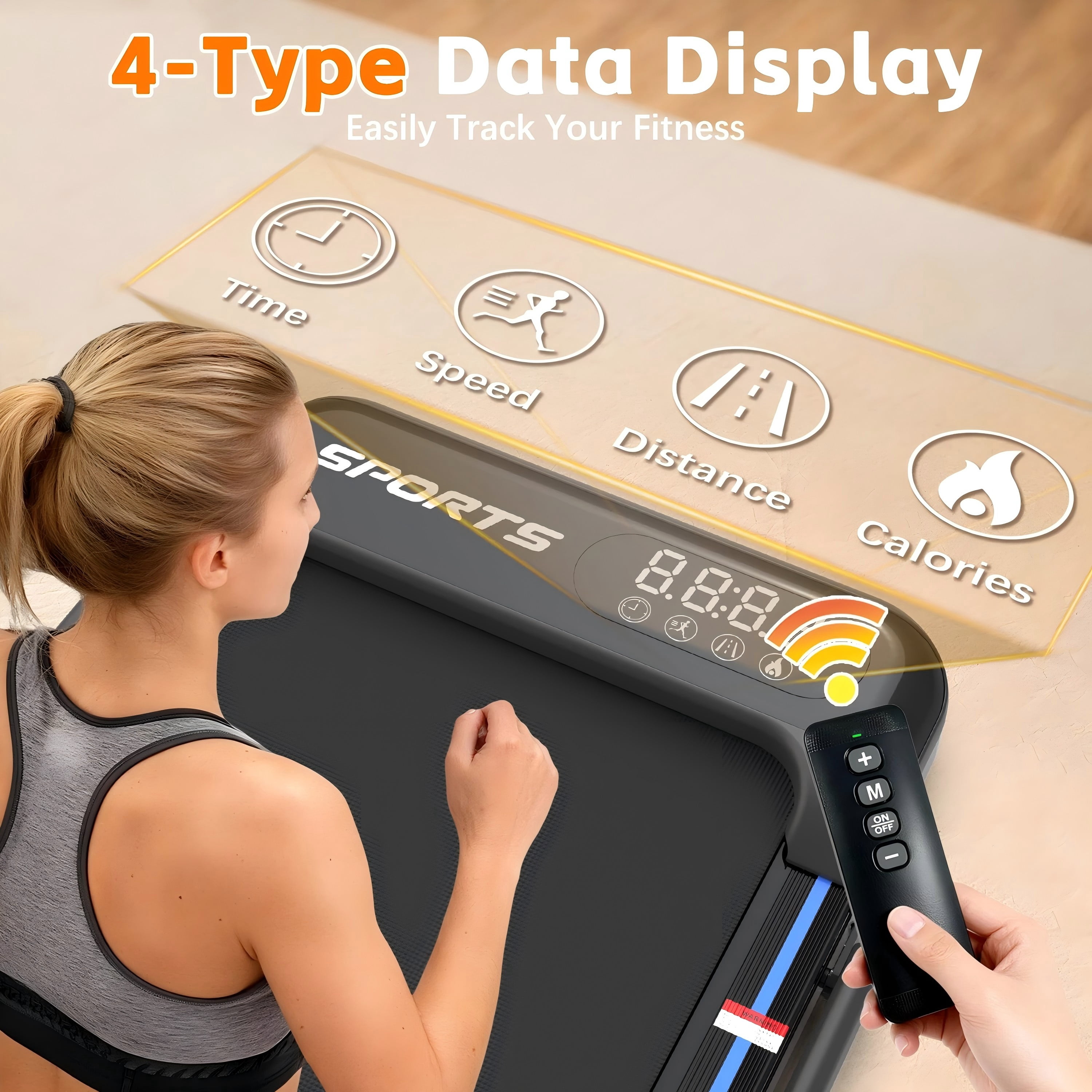 4 in 1 Treadmill Under Desk 0.6–5.0 MPH Romote Foldable Walking Pad, Incline Knee Friendly LED Ultra-Quiet Treadmill For Home Office, Black