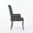 thumbnail image 5 of Upholstered Chenille Fabric Accent Chair with Armrests & Curved Solid Wood Legs Elegant Tufted Dining Chair for Dining Room Kitchen Living Room Gray Single Pack, 5 of 6