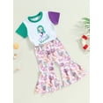 thumbnail image 3 of Faithtur Vêtements pour Filles Tout-Petits, Manches Courtes Col Rond Mermaid Queue-de-Pie Pantalons Évasés Tenues Décontractées, 3 of 9