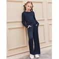 thumbnail image 4 of Arshiner Girls 2 Piece Set Fall Outfits Lounge Sets Ruched Long Sleeve Top Wide Leg Pants Sweatsuit Clothing Set, 4 of 5