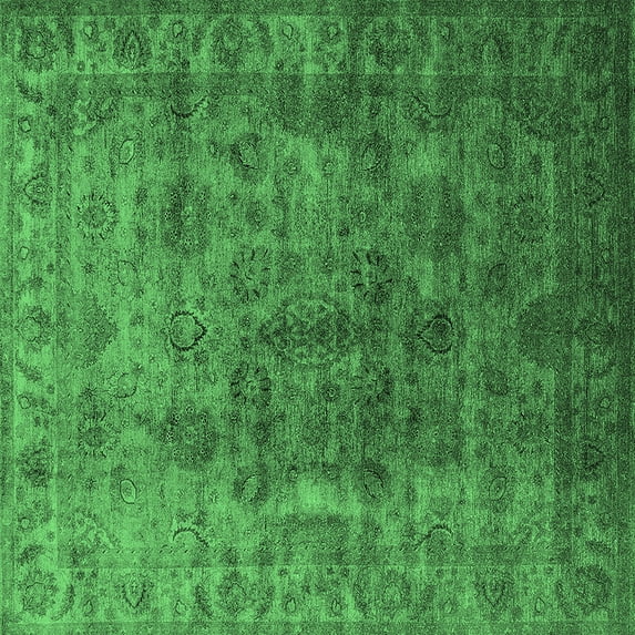 Ahgly Company Indoor Square Oriental Emerald Green Industrial Area Rugs, 8' Square