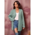 thumbnail image 6 of Womens Oversized Cardigan Sweaters Open Front Cable Knit Lantern Long Sleeve Chunky Outwear Coats Green L, 6 of 10