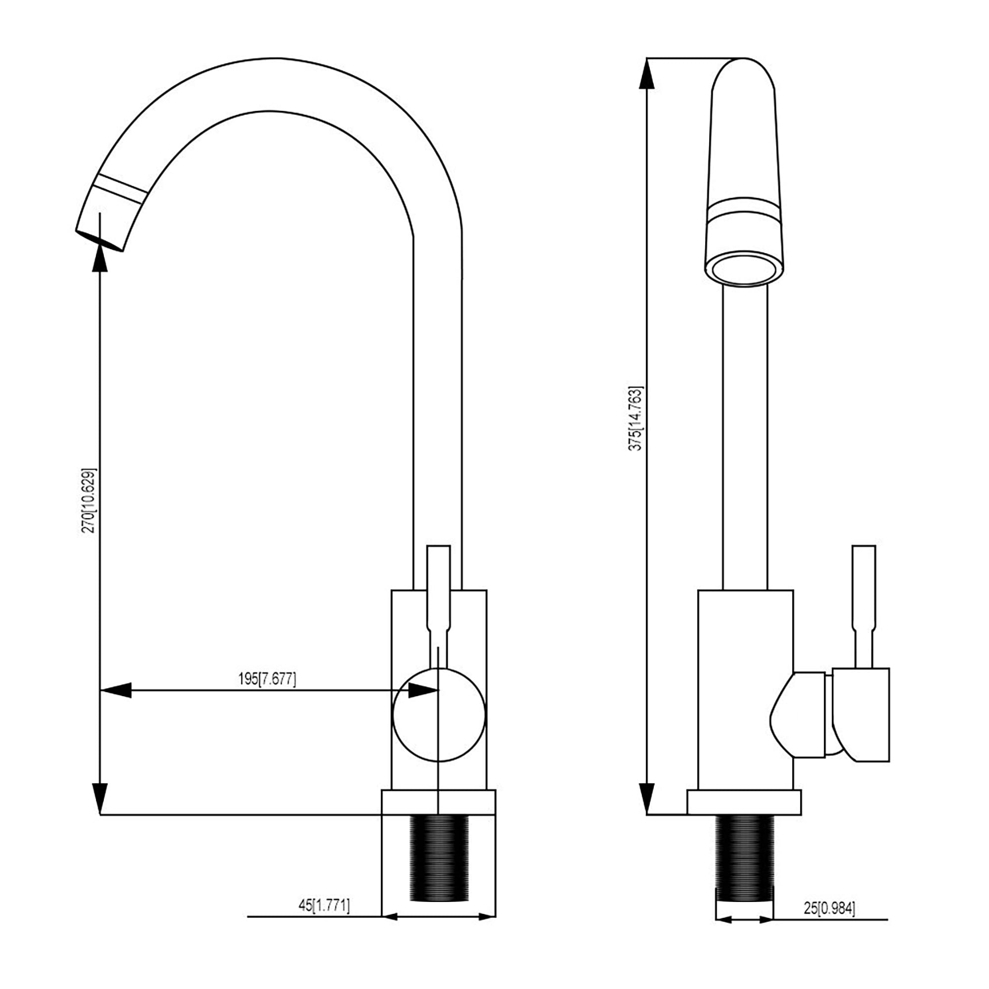 Izzovium Gold Kitchen Sink Faucet with Single Handle, 14.8" High Arc Spout, 360° Swivel, Stainless Steel Construction, Includes Water Supply Hoses