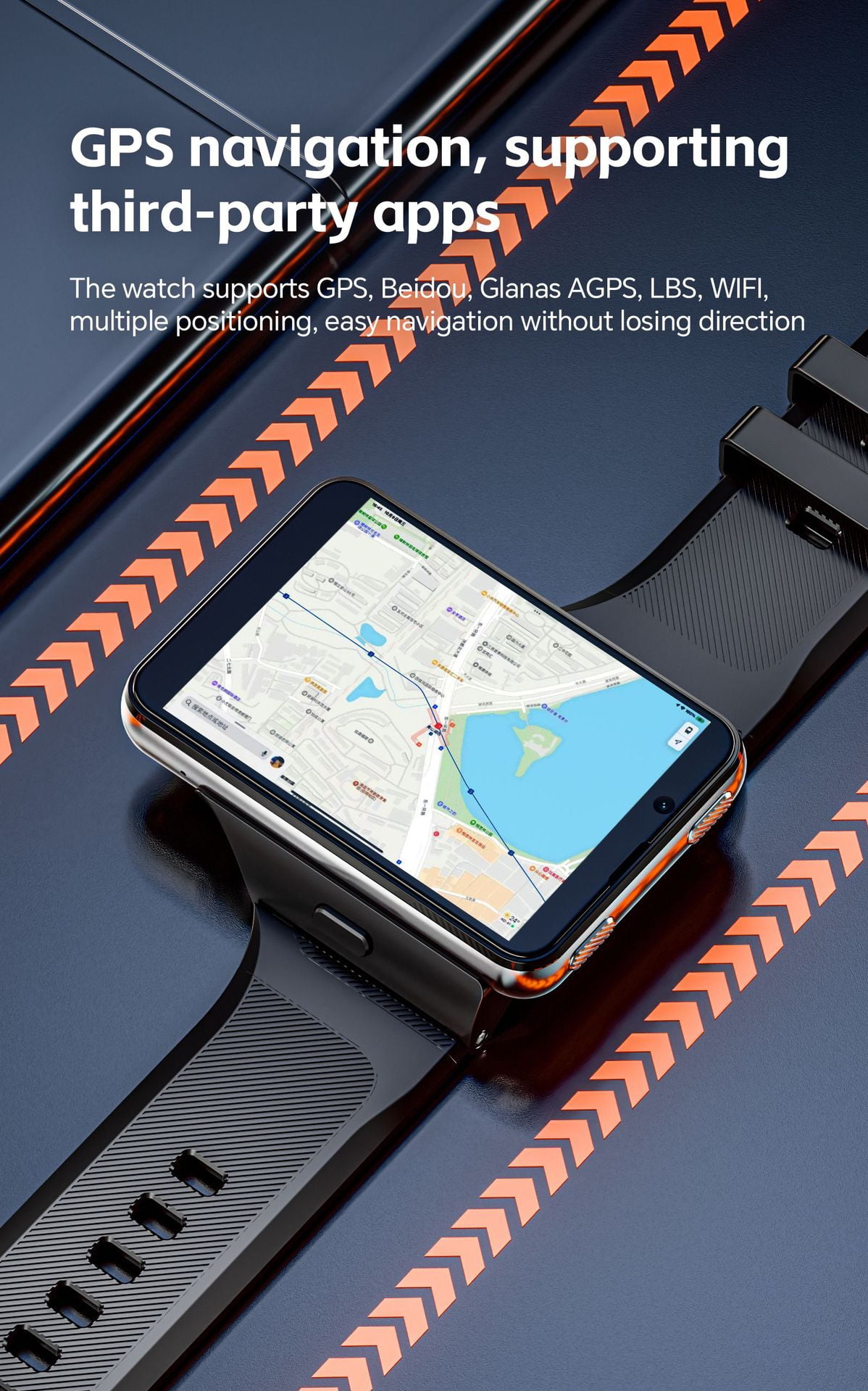 Smart Watch for Men, 4G Smartwatch for Android and iOS 2.88 Inch Touch Screen Android 11 OS 64GB Activity Tracker with Face Unlock Dual Cameras WiFi GPS Detachable Band (Black, 64G)