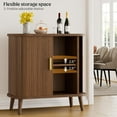 thumbnail image 5 of Lulive Walnut Buffet Cabinet, Sideboard Buffet Storage Cabinet with Rolling & Sliding Doors, Modern Bar Cabinet for Kitchen & Dining Room, 5 of 8