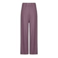 thumbnail image 4 of FAIWAD Womens Elastic High Waisted Palazzo Pants Casual Wide Straight Leg Solid Color Trousers with Pocket, 4 of 6