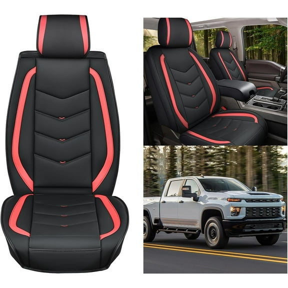 Nilight Car Seat Covers Custom Fit 2007-2024 Chevy Silverado GMC Sierra 1500 2500HD 3500HD Waterproof Wear-Resistant Leather Anti Slip Cushion Front Set (2PCS Front Seat Cover), 2 Years Warranty